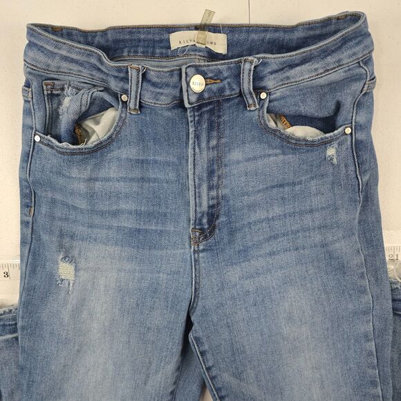 Risen RDP5713‎ High Rise Ankle Flare Jeans blue denim 11/30 womens 4880 - Picture 2 of 13